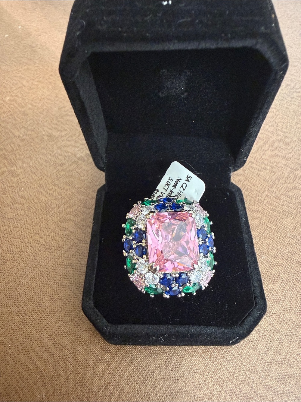 Pink Center Multi-Stone Statement Ring - Women Jewelry